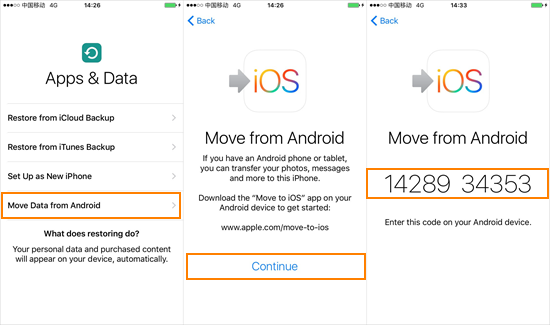 iOS 앱으로 이동을 사용하여 Android에서 iPhone 15로 사진 전송