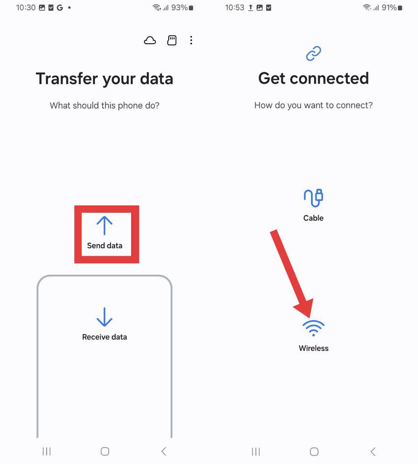 Transferência de contatos usando interruptor inteligente