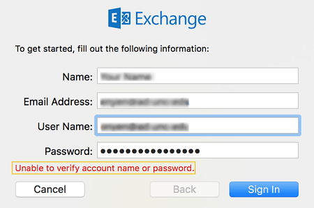 Unable to Verify Account Name Or Password on Mac Mail