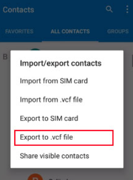 Transferir contatos da Sony para Samsung usando vCard
