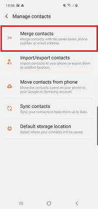 Säkerhetskopiering av Samsung-kontakter genom att slå samman konton