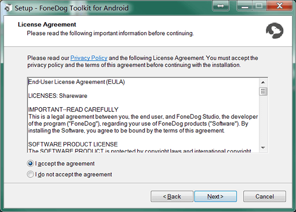 Android Install License Aggrement