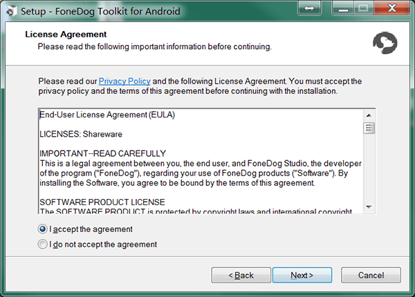 Android Install License Agreement