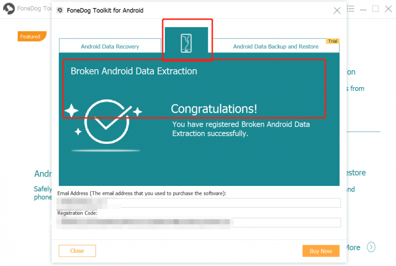 Registration for Broken Android Data Extraction