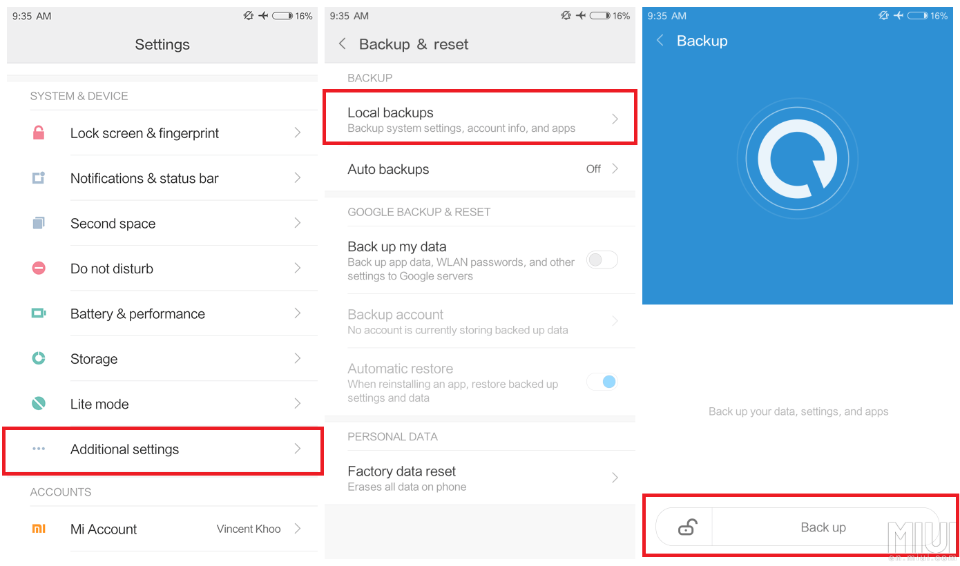 Säkerhetskopiera Xiaomi-kontakter till Google-konto
