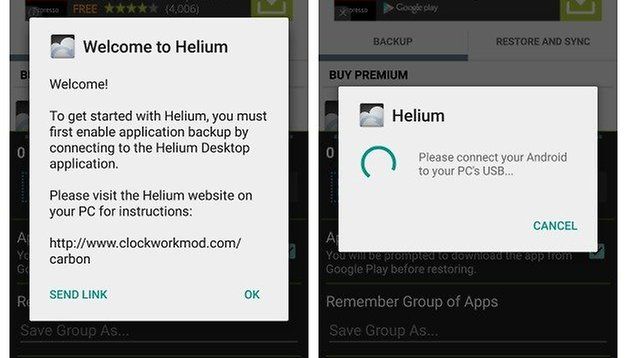 Toppverktyg Säkerhetskopiera app och appdata Android Helium