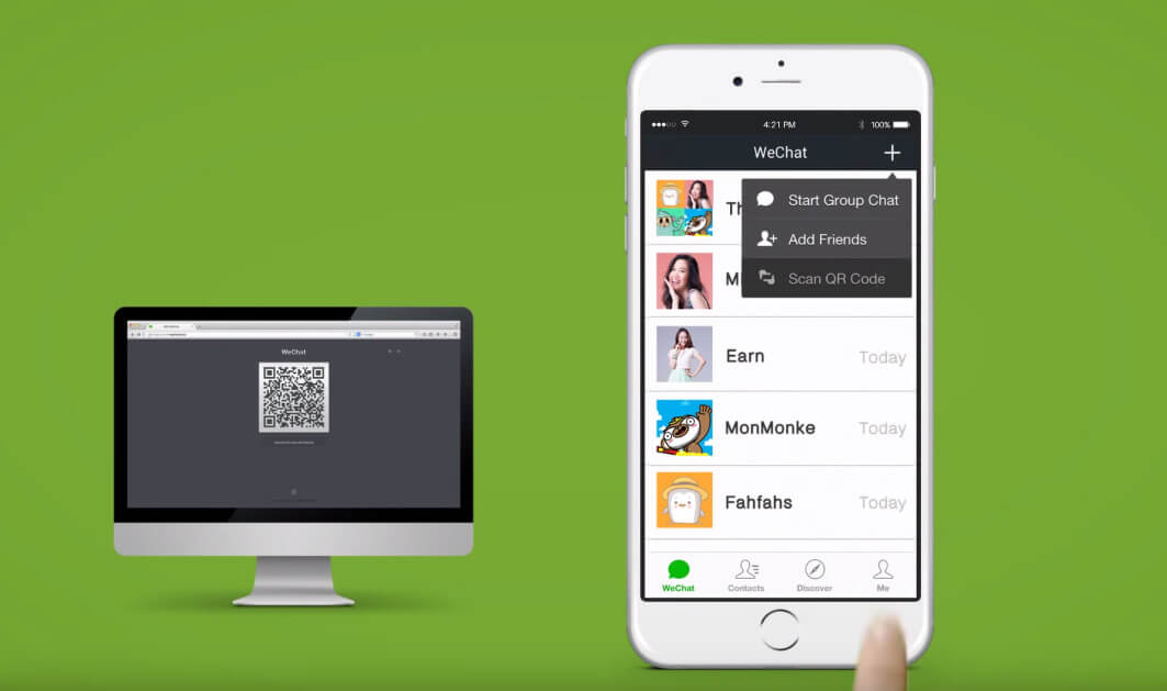 Transferir arquivos do WeChat entre o computador e o Android ou iPhone QR Web