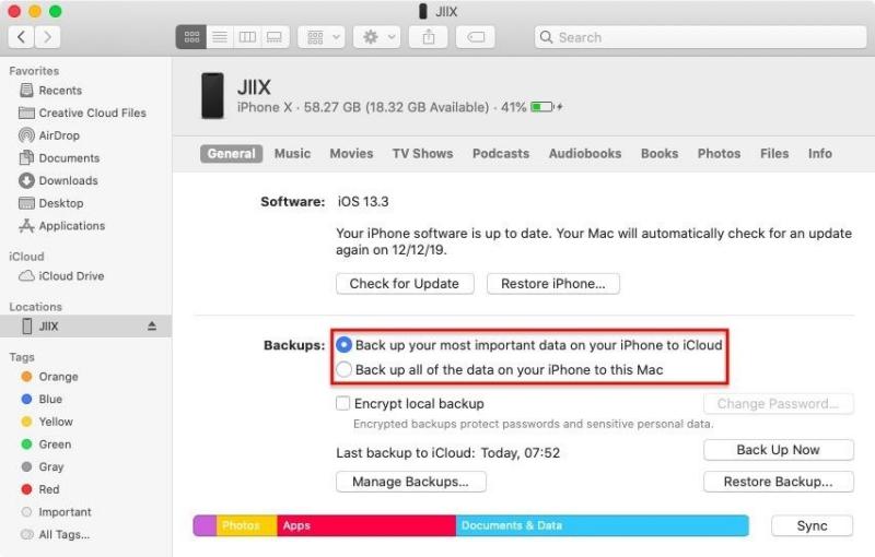 Faça backup do iPhone para iCloud no computador
