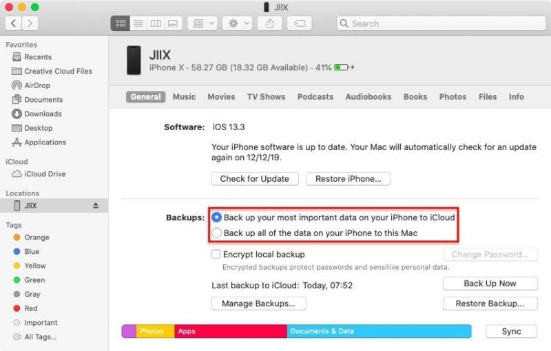 iPhone을 컴퓨터의 iCloud에 백업