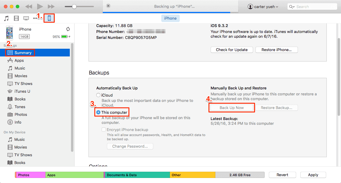 使用 iTunes 将消息从 iPhone 传输到 iPhone