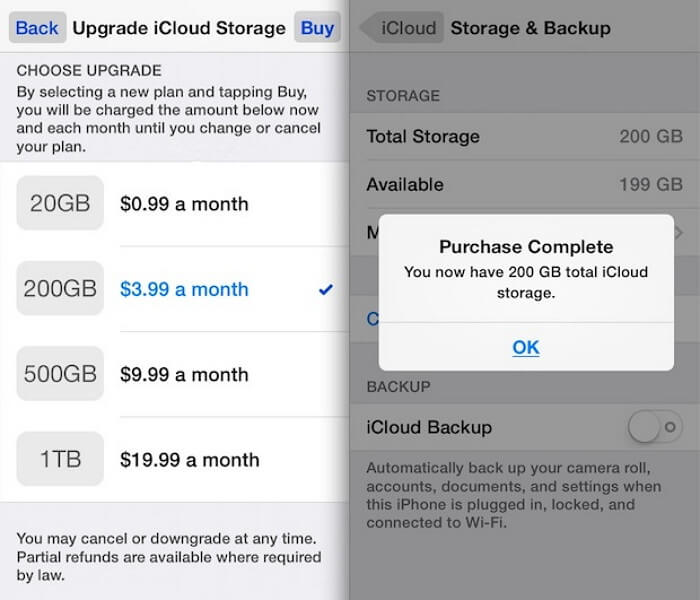 Comprar mais armazenamento iCloud