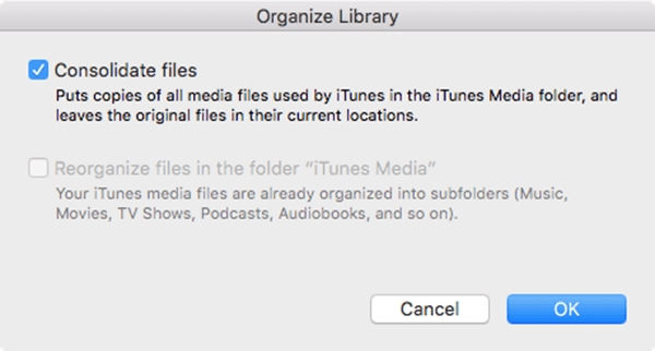 Consolidar archivos para itunes