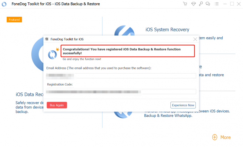 Registre o backup de recuperação de dados do FoneDog iOS