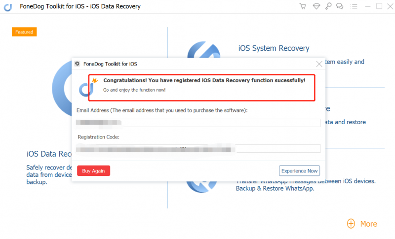 قم بتسجيل Fonedog iOS Data Recovery