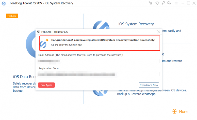 Register FoneDog iOS Data Recover System