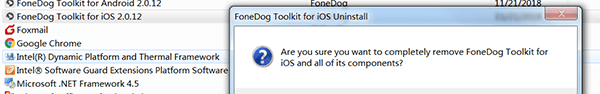 Fonedog Ios Toolkitアンインストールの確認