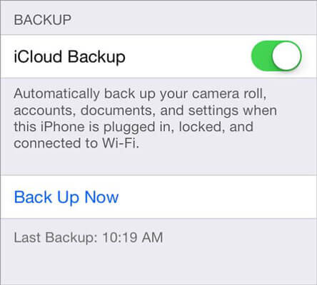 iCloud Backup now