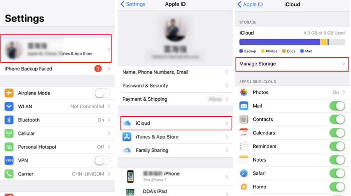 Manage iCloud Storage iOS