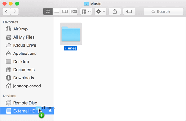 Mover a biblioteca do iTunes para um HD externo