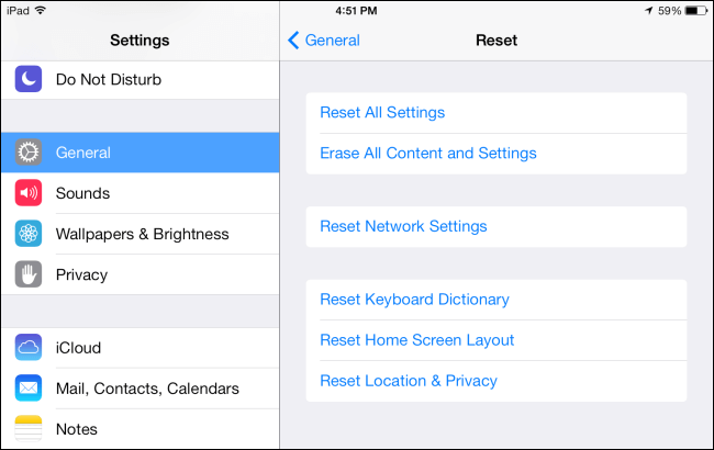 Restablecer desde la configuración