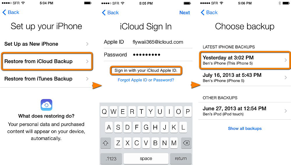 restaurar imagens do iphone do backup