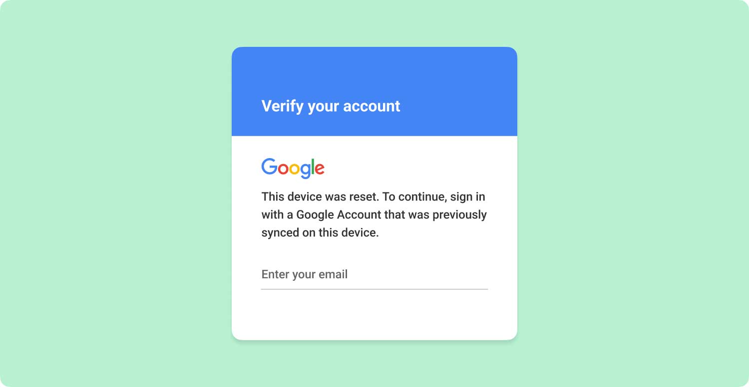 Ignorar a verificação da Conta do Google