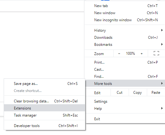 Öffnen Sie die Chrome-Erweiterungsseite