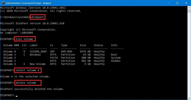 Windows Delete Partition by Using Command Prompt