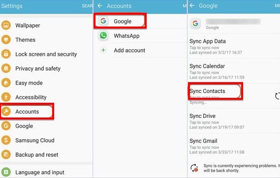 Transferir contatos entre telefones Android usando os Contatos do Google
