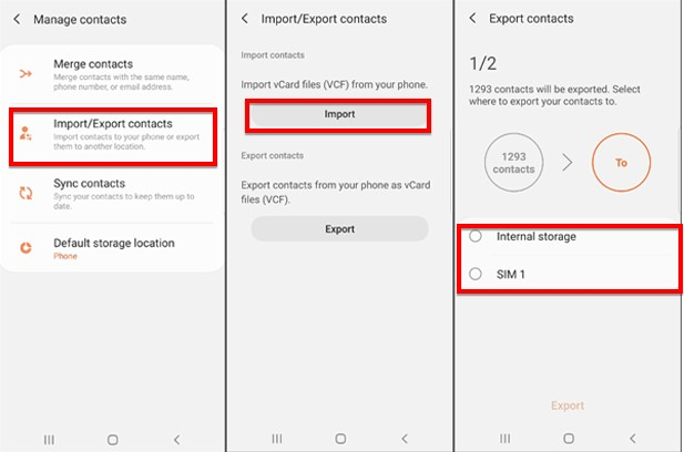 Transferir contatos entre telefones Android manualmente