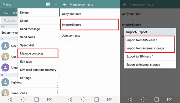 Import Android Contacts From