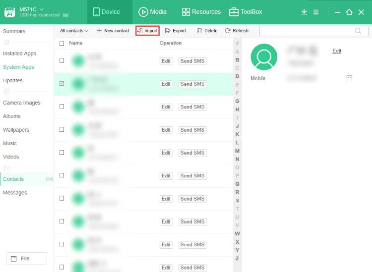 Importera kontakter från PC till Android via Moborobo