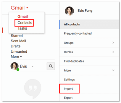 Set Up Gmail Contacts Import