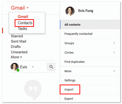 Configurar importação de contatos do Gmail