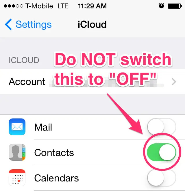 Back Up Contacts on iPhone via iCloud