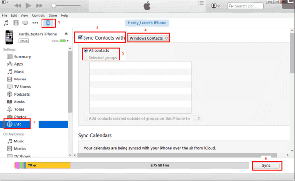 Sync Contacts with iTunes