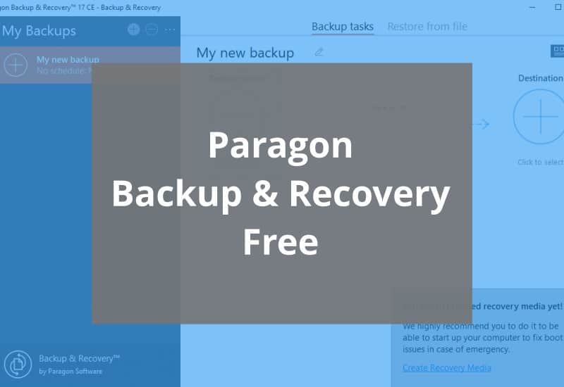 Melhor software de recuperação de vídeo - Paragon Backup and Recovery