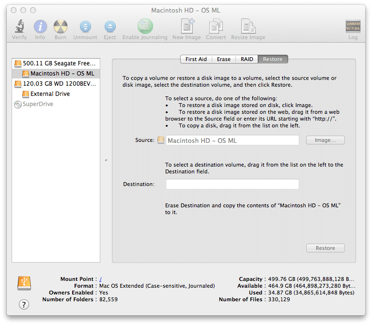 Mac 하드 드라이브 디스크 유틸리티 복제