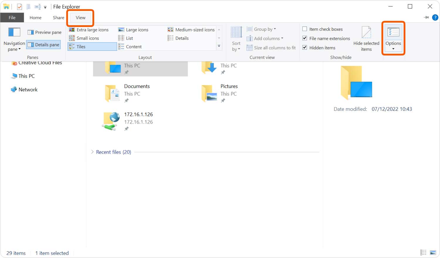 Show Hidden Files By Using File Explorer