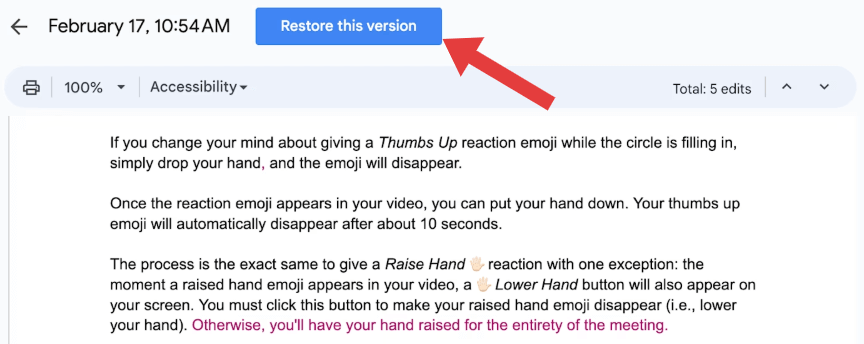 Use Version History