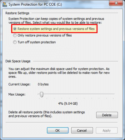 How to Check the Disk Space to Host the Restore Points