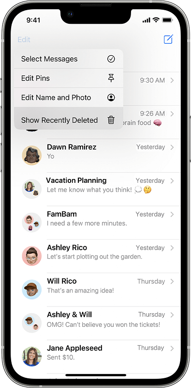 Show Recently Deleted Messages to Recover Deleted Conversations on iPhone
