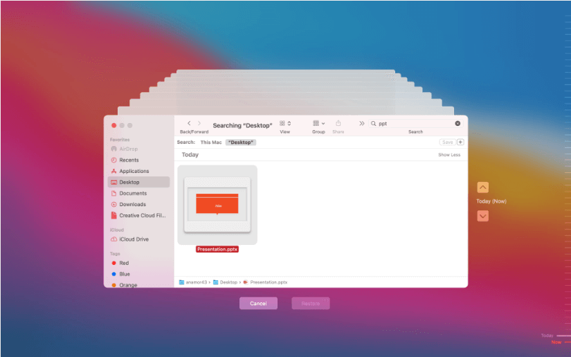 Time Machine Recover PowerPoint
