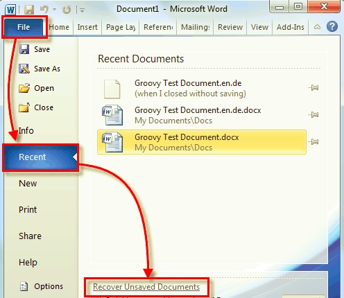 Återställ raderade Excel-filer - Sparad fil
