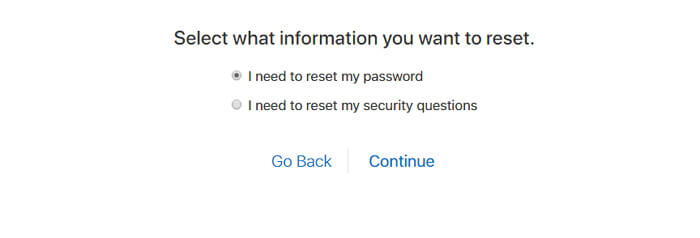 Reset Password Or Security Questions