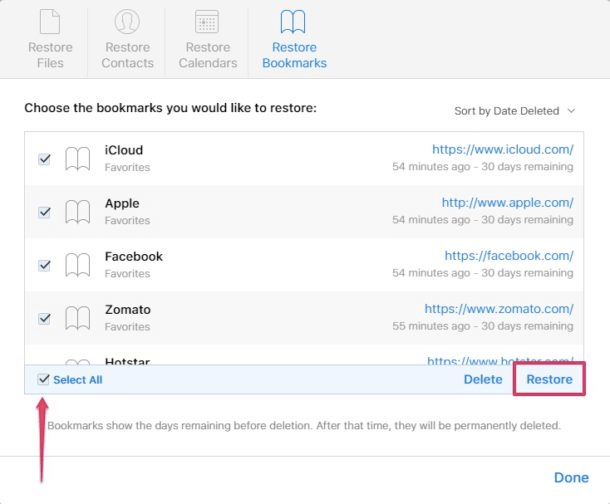 Återställ Safari-bokmärken med iCloud på Mac
