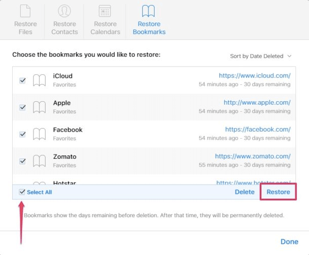 Restaurar favoritos do Safari usando o iCloud no Mac