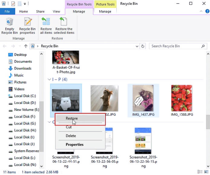 Get Recently Deleted Photos Back via Recycle Bin