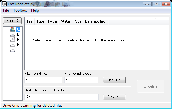 Use The FreeUndelete To Scan Files