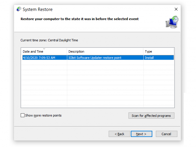 System Restore to Recover Files After Reinstalling Windows 10